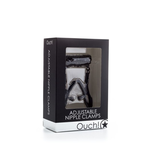 PINÇAS PARA MAMILOS OUCH! ADJUSTABLE NIPPLE CLAMPS PRETAS