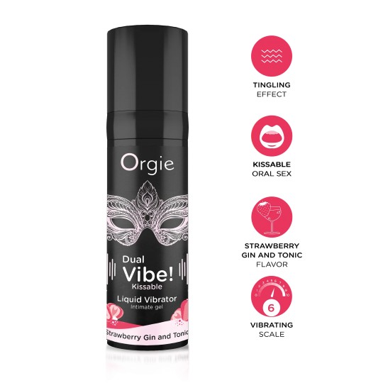 VIBRATEUR LIQUIDE AROMATISÉ GIN TONIC AU FRAISE DUAL VIBE 15ML ORGIE