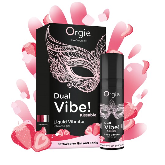 VIBRADOR LÍQUIDO CON SABOR A GIN TONIC CON FRESA DUAL VIBE 15ML ORGIE