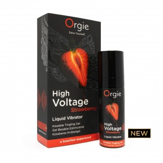 GEL VIBRANTE CON SABOR A FRESA HIGH VOLTAGE 15ML ORGIE