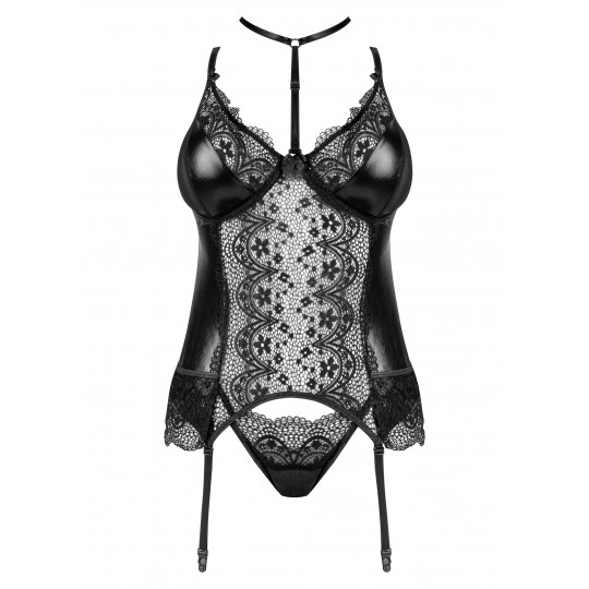 CORPETE E TANGA NOIR FANTASY BEAUTY NIGHT FASHION PRETO