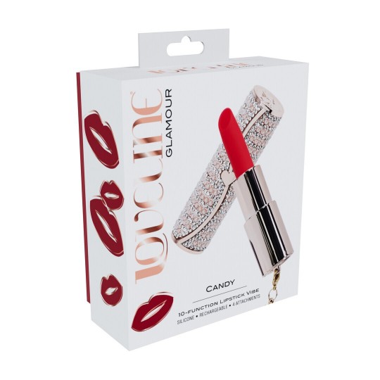 CANDY - LIPSTICK VIBRATOR WITH 4 ATTACHMENTS - PINK