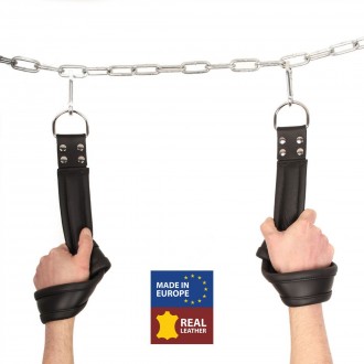 LEATHER SUSPENSION HANDCUFFS - BLACK