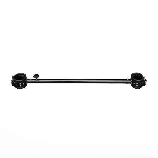 ADJUSTABLE METAL SPREADER BAR WITH LEATHER CUFFS - 35 TO 60 CM - BLACK