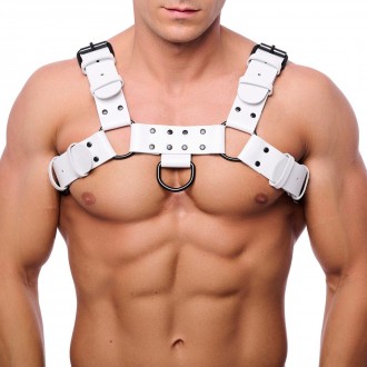 BULLDOG LEATHER HARNESS - WHITE