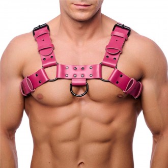 BULLDOG LEATHER HARNESS - PINK