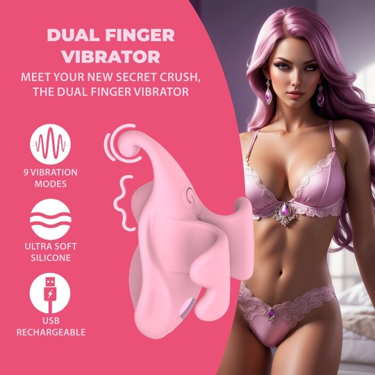 VIBRADOR DE DEDO FINGER DUAL ROSA LOVELINE