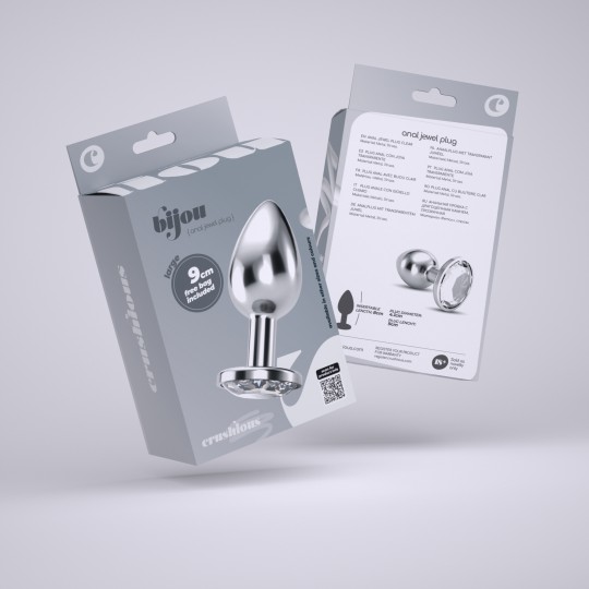 PLUG ANAL JOYA BIJOU TRANSPARENTE GRANDE CRUSHIOUS CON BOLSA ATERCIOPELADA GRATIS