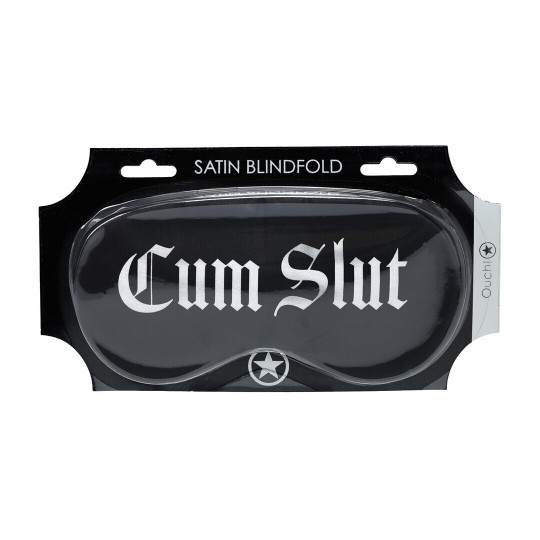 CUM SLUT - PRINTED SATIN MASK - BLACK