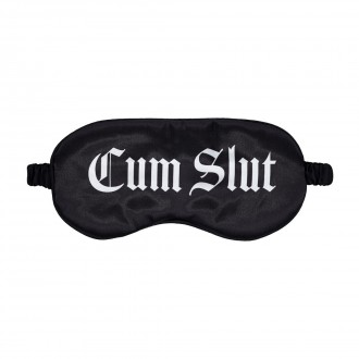 CUM SLUT - PRINTED SATIN MASK - BLACK
