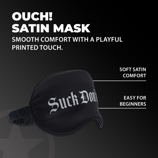 VERKAUFSSCHLEIFE SUCK DON’T BITE PRINTED SATIN SCHWARZ OUCH!