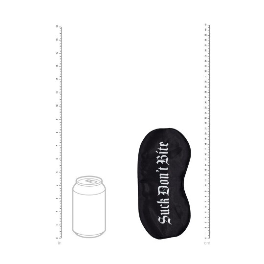 OUCH! SUCK DON'T BITE PRINTED SATIN MASK BLACK