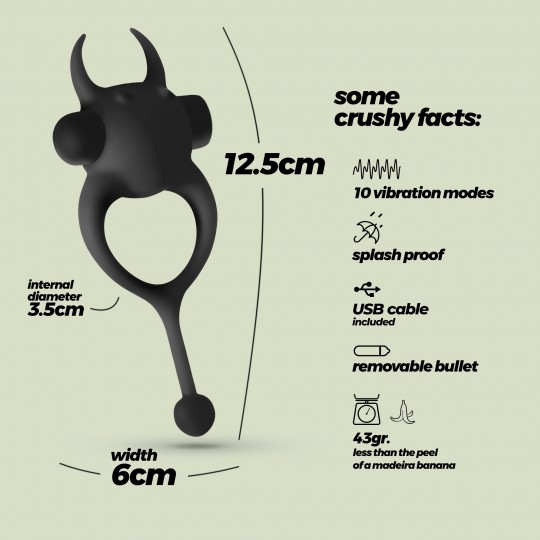 DAEMON ANNEAU PÉNIS AVEC VIBROMASSEUR RECHARGEABLE NOIR CRUSHIOUS