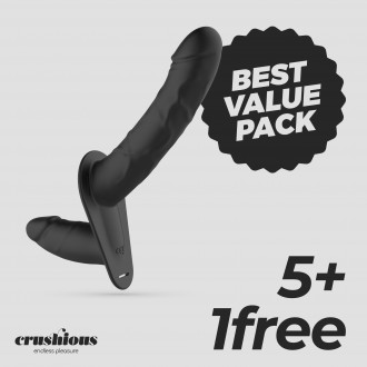 PACK 5 + 1 FREE CRUSHIOUS LABIONDA DOUBLE HARNESS WITH REMOTE CONTROL