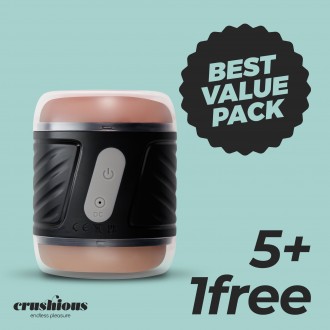 PACK 5 + 1 GRÁTIS MASTURBADOR COM ENTRADA DUPLA E VIBRAÇÃO DUNK CRUSHIOUS