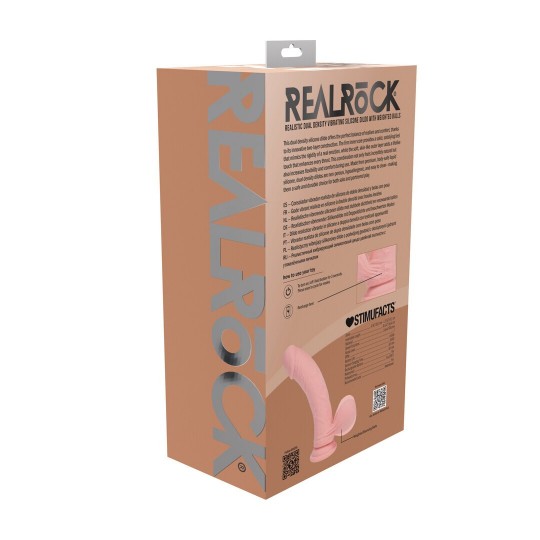 DUAL DENSITY RECHARGEABLE LIQUID SILICONE VIBRATOR - CURVED WITH WEIGHTED BALLS - 8 / 20 CM - FLESH