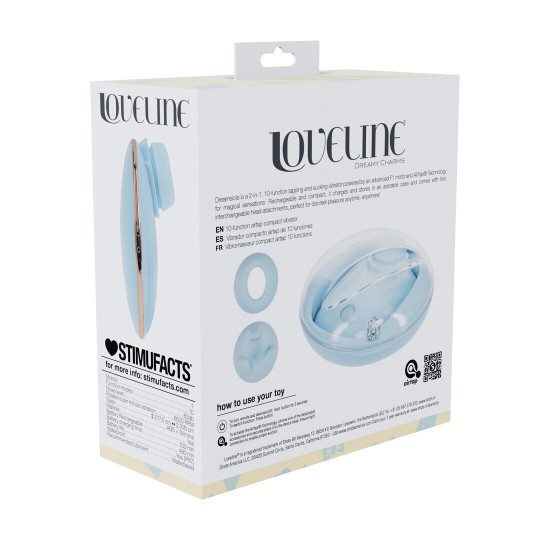 DREAMSICLE - COMPACT AIRTAP VIBRATOR WITH TWO HEAD ATTACHMENTS - BLUE