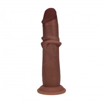 DUAL DENSITY SILICONE REALISTIC SLIDING SKIN DILDO - 6 / 15,5 CM - BROWN