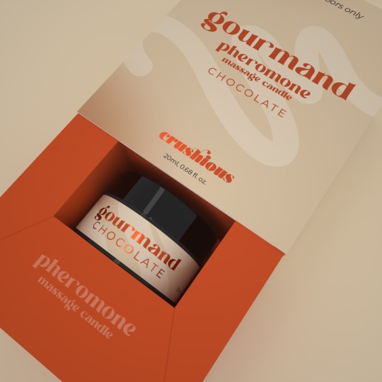 VELA DE MASSAGEM GOURMAND COM FEROMONAS E AROMA A CHOCOLATE 20ML CRUSHIOUS