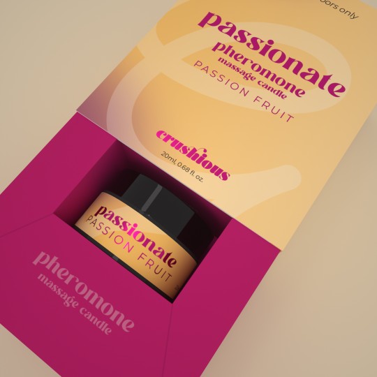 BOUGIE DE MASSAGE PASSIONATE AUX PHÉROMONES ET AU PARFUM DE FRUIT DE LA PASSION 20 ML CRUSHIOUS