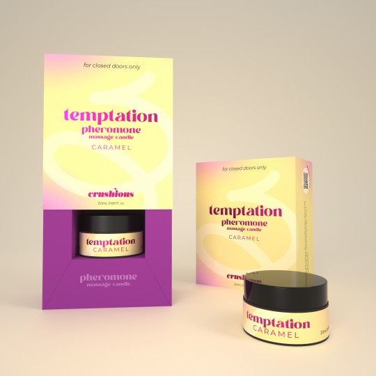 CRUSHIOUS TEMPTATION MASSAGE CANDLE WITH PHEROMONES AND TOFFEE CARAMEL AROMA 20ML