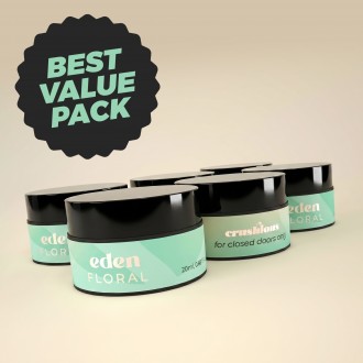 5ER-PACK + 1 GRATIS MASSAGEKERZE EDEN MIT PHEROMONEN UND BLUMENAROMA 20ML CRUSHIOUS