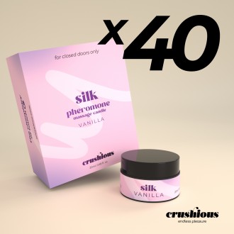 PACK DE 40 VELA DE MASSAGEM SILK COM FEROMONAS E AROMA A BAUNILHA 20ML CRUSHIOUS