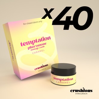 CONFEZIONE DA 40 CANDELA DA MASSAGGIO TEMPTATION CON FEROMONI E PROFUMO CARAMELLO 20ML CRUSHIOUS