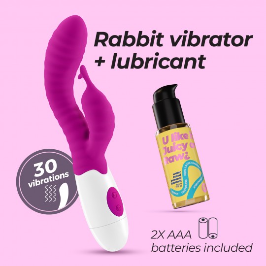 VIBRATORE CON STIMOLATORE CLITORIDEO GUMMIE E LUBRIFICANTE A BASE D'ACQUA INCLUSO CRUSHIOUS