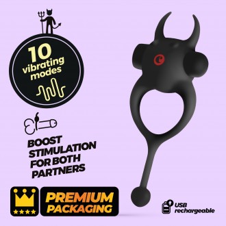 DAEMON ANILLO PARA EL PENE CON BALA RECARGABLE NEGRO CRUSHIOUS