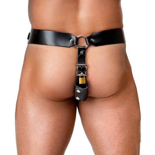 LEATHER CHASTITY THONG
