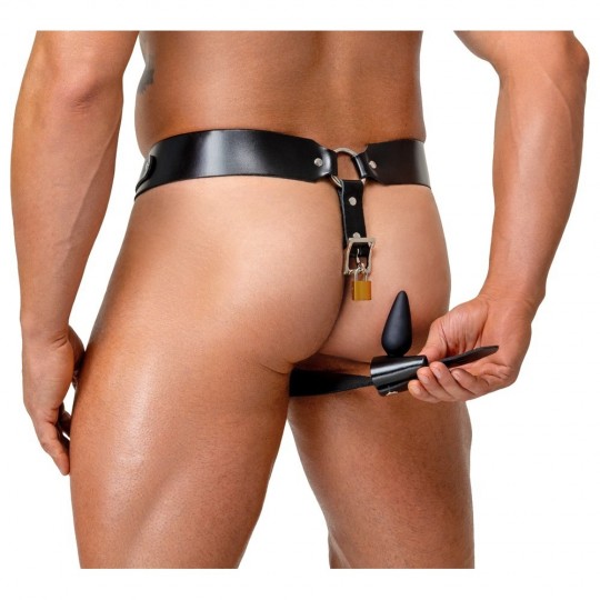 LEATHER CHASTITY THONG
