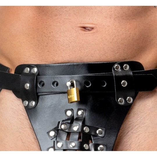 LEATHER CHASTITY THONG
