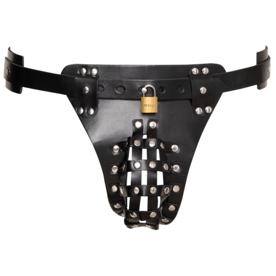 LEATHER CHASTITY THONG