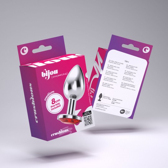 PLUG ANAL JOYA BIJOU ROJO MEDIANO CRUSHIOUS CON BOLSA ATERCIOPELADA GRATIS