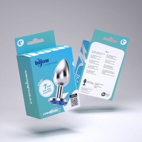 CRUSHIOUS BIJOU ANAL JEWEL PLUG BLUE SMALL WITH FREE VELVETY BAG