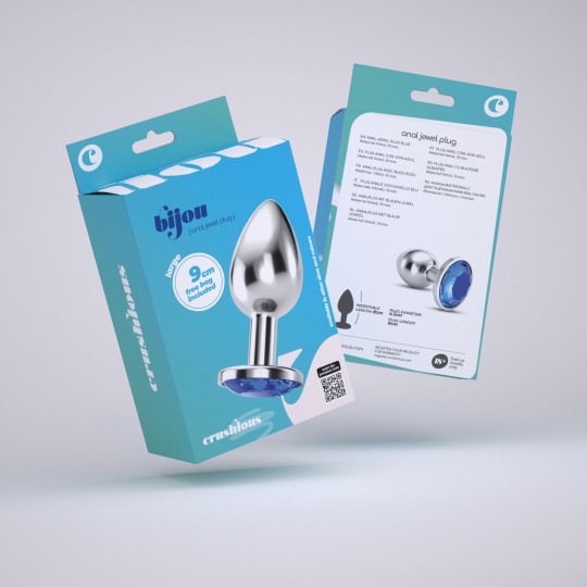 PLUG ANALE BIJOU GIOIELLO BLU GRANDE CRUSHIOUS CON CUSTODIA DI VELLUTO IN OMAGGIO