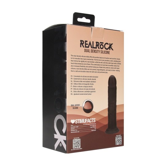 DUAL DENSITY SILICONE CURVED REALISTIC DILDO WITH SUCTION CUP - 7 / 18,5 CM - BLACK