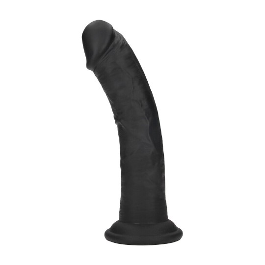 DUAL DENSITY SILICONE CURVED REALISTIC DILDO WITH SUCTION CUP - 7 / 18,5 CM - BLACK