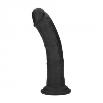 DUAL DENSITY SILICONE CURVED REALISTIC DILDO WITH SUCTION CUP - 8 / 20,5 CM - BLACK