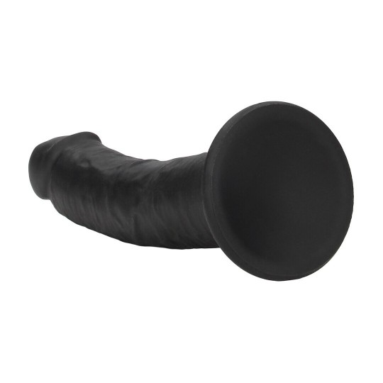 DUAL DENSITY SILICONE CURVED REALISTIC DILDO WITH SUCTION CUP - 8 / 20,5 CM - BLACK