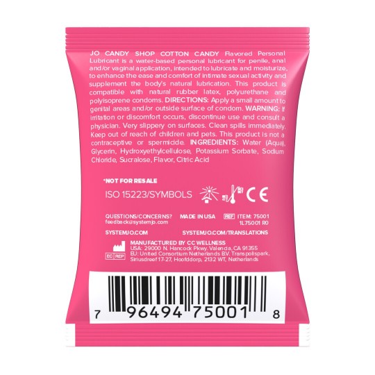 CANDY SHOP - COTTON CANDY - WATERBASED LUBRICANT - 0.17 FL OZ / 5 ML - SACHET