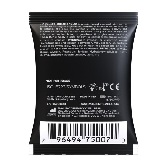 GELATO - CREME BRULEE - WATERBASED LUBRICANT - 0.17 FL OZ / 5 ML - SACHET