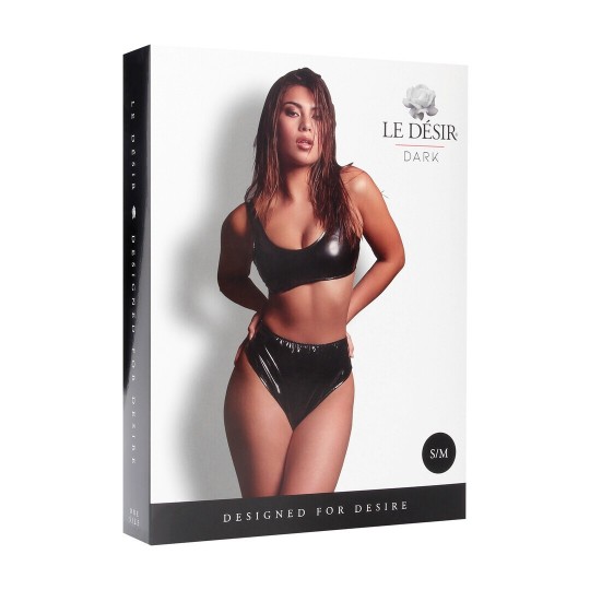 VIXEN - WET LOOK CROP SET - ONE SIZE - BLACK