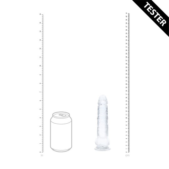 RECHARGEABLE LED DILDO WITH BALLS AND SUCTION CUP - 6 / 15 CM - TRANSPARENT - TESTER