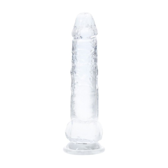 RECHARGEABLE LED DILDO WITH BALLS AND SUCTION CUP - 6 / 15 CM - TRANSPARENT