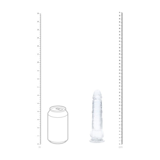 RECHARGEABLE LED DILDO WITH BALLS AND SUCTION CUP - 6 / 15 CM - TRANSPARENT