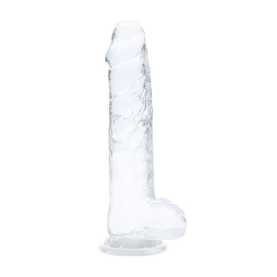 RECHARGEABLE LED DILDO WITH BALLS AND SUCTION CUP - 7 / 18 CM - TRANSPARENT