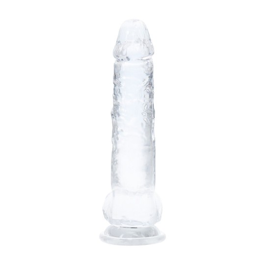 RECHARGEABLE LED DILDO WITH BALLS AND SUCTION CUP - 7 / 18 CM - TRANSPARENT