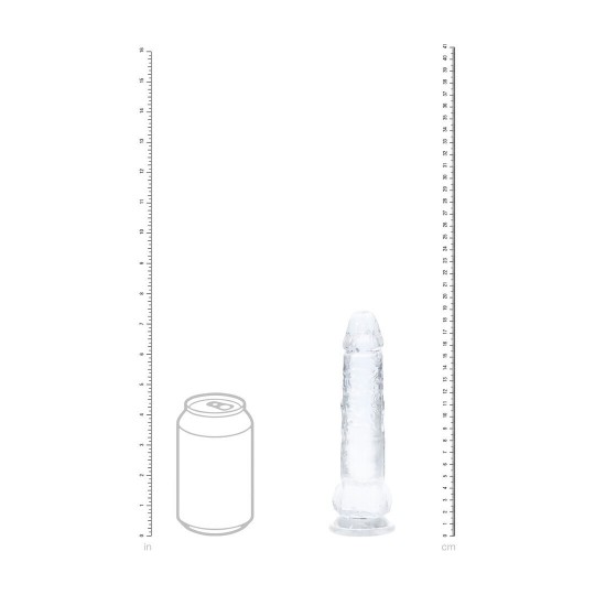 RECHARGEABLE LED DILDO WITH BALLS AND SUCTION CUP - 7 / 18 CM - TRANSPARENT